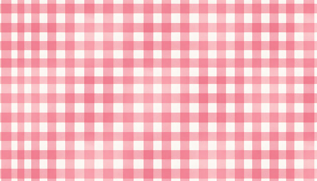 3d Light pink background with a crisp repeating red gingham/check pattern of small evenly spaced squares, giving a classic fabric look