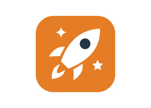 Rocket launch and startup software app icon design