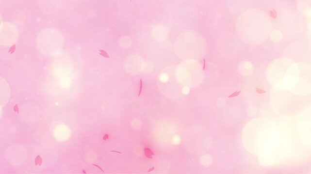 花びら　桜　ループ動画　桜吹雪　舞う　おしゃれ　抽象的　キラキラ　パステルカラー　ファンタジー　入学　ひな祭り　Pink petals are dancing in the wind.Abstract bokeh lights.Watercolor spring background.Loop video.