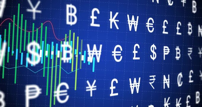 Vertical video: Panning chart bars rising, lines tracing on blue grid with $ ? signs signaling peak