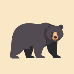 Obraz premium A stylized, minimalist illustration of a dark grey bear walking