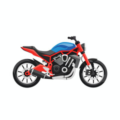 Obraz premium Striking red and blue motorcycle with exposed engine and black wheels