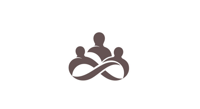 Stylized people figures forming an infinity loop logo