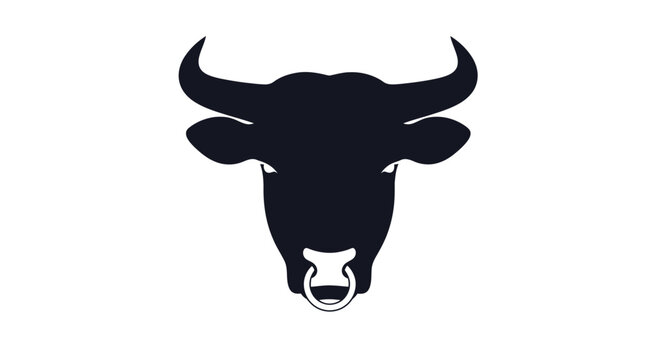 Minimalist black bull head logo with nose ring