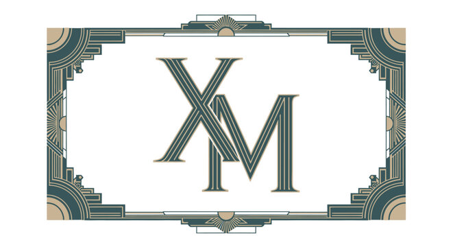 Elegant Art Deco frame with intertwined XM monogram