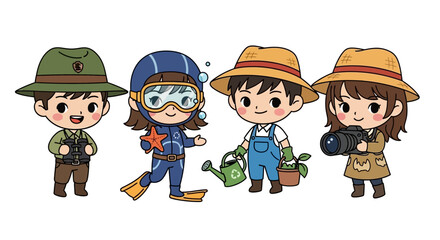 Four Cartoon Characters Occupations. © Ramot