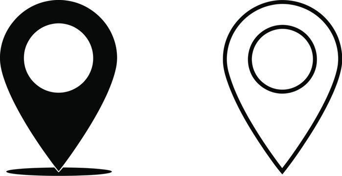 Map pin icons isolated on transparent background, Vector