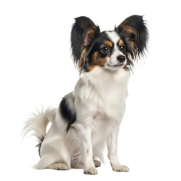 Elegant Papillon Dog Featuring Signature Butterfly Ears in Artistic Studio Portrait