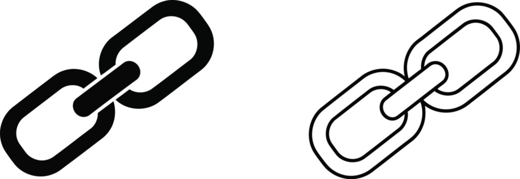 Chain links black and white isolated on transparent background, Vector