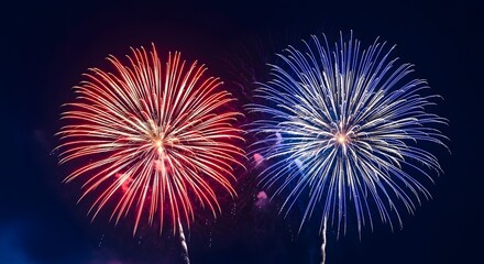 Fototapeta premium Independence day fireworks display celebrating freedom with patriotic colors and explosive joy on a summer evening