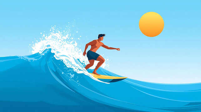 Man surfing on a wave with a sunny day in the background riding 155