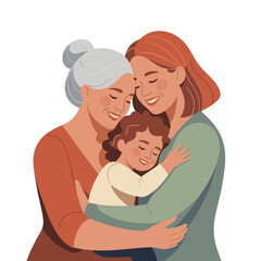 Obraz premium Family Love: Three generations embracing and sharing a moment of tender affection.
