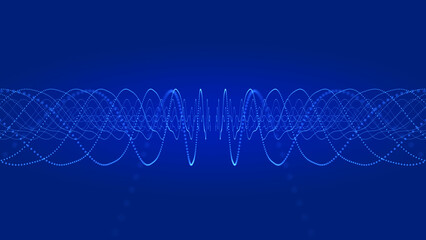 Digital wave background abstract title dark blue blurred animation of particle seamless. © terai