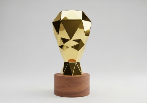 A golden trophy on a wooden base