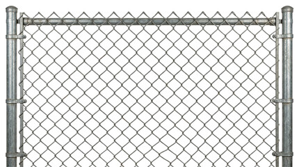 Metal chain link fence section, galvanised steel wire mesh for security and boundary demarcation, outdoor gear © AsmArif
