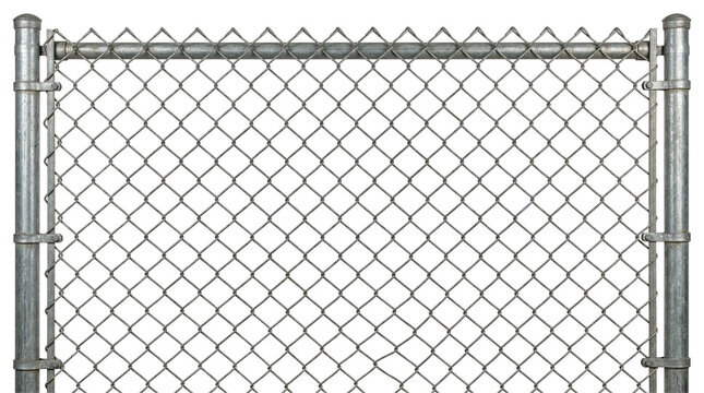 Metal chain link fence section, galvanised steel wire mesh for security and boundary demarcation, outdoor gear