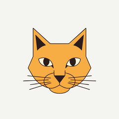 Obraz premium Minimalist orange cat face with dark eyes, nose, ear tips, and whiskers