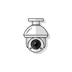 Obraz premium Minimalist line drawing of a security camera on a white background