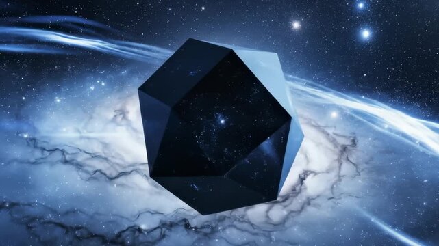 Gliding A Cosmic Polyhedron Through Swirling Nebula Fields