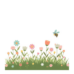 Obraz premium spring flowers and butterflies