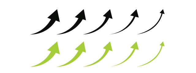 Fototapeta premium A diverse collection of curved upward arrows signaling improvement.
