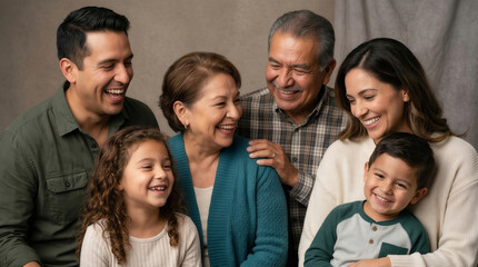 Obraz premium Happy multi-generational family posing together