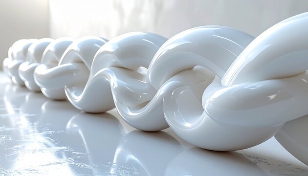 interlocking matte white ceramic chains, clean minimalist 