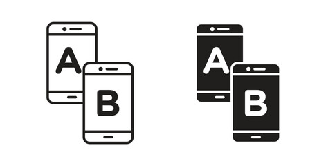A B testing icon line style collection. Simple black solid icons © nusrat