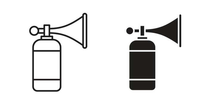 Air horn icon line style collection. Simple black solid icons