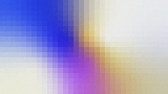 A modern abstract background featuring a soft gradient grid in blue, purple, and gold tones, overlaid with fine-grained noise texture.
