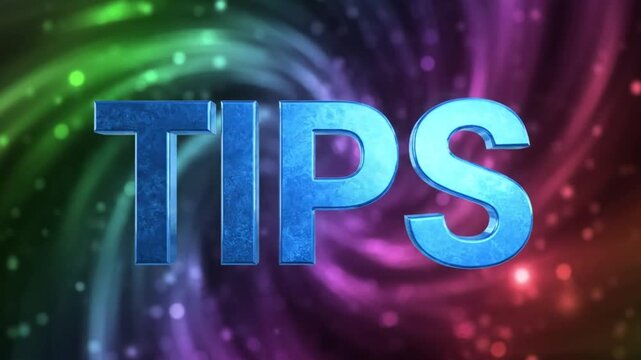 Creative 3D Blue Tips Text with Colorful Swirling Background for Advice and Guidance