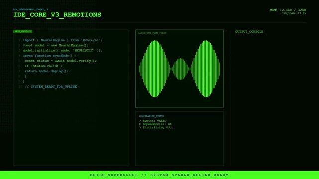 Integrated Development Environment Core with JavaScript Code and Neural Engine Algorithm.