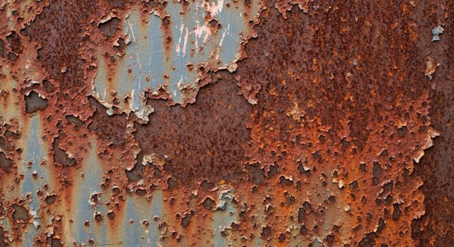 Close up of rusty metal surface with peeling paint