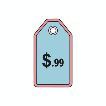 A light blue price tag with a pink border displays the price $.99
