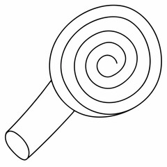 narwhal tusk spiral uncoiled view line art vector illustration on transparent background © Djujjol