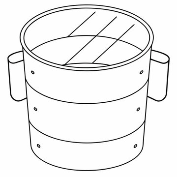 grain sifter with mesh line art vector illustration on transparent background