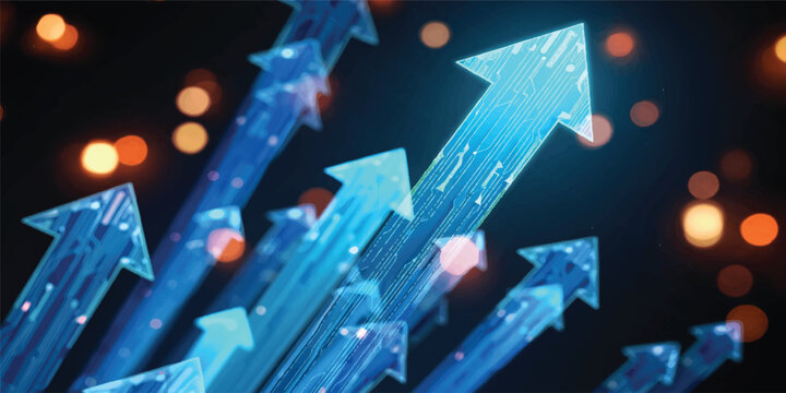 An abstract blue digital background featuring a 3d Christmas tree in the snow at night integrated with a global network map and fiber optic data lines for a modern technology concept