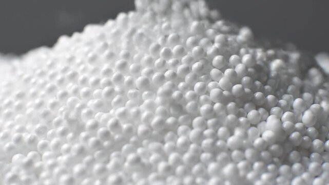 Close-up of small white styrofoam beads or pellets