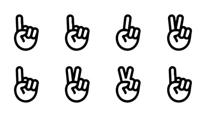 Fototapeta premium Collection of hand gestures peace victory pointing and other iconic signs