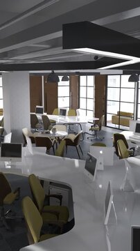 3D render vertical animation modern-style office