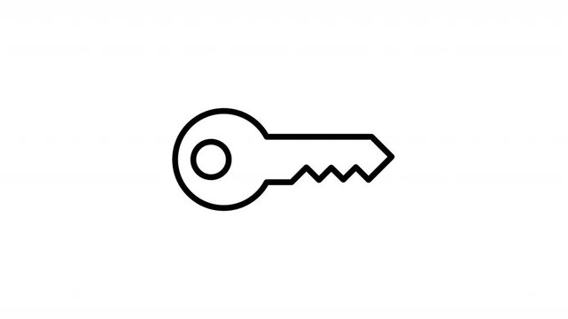 Key icon animation with smooth press and bounce motion in clean modern UI style. Simple interactive element ideal for user interface design, access control visuals, password security concepts, app UI.