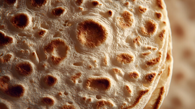 Traditional Norwegian lefse, a soft, thin flatbread with a delicate, lightly browned surface, showcasing its characteristic air pockets and rustic, homemade texture