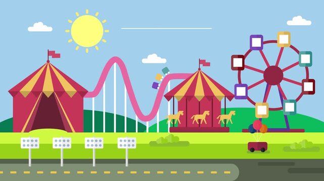 Cartoon Amusement Park Landscape Animation Background