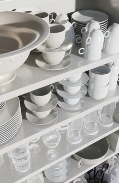 3D render vertical animation modern kitchen