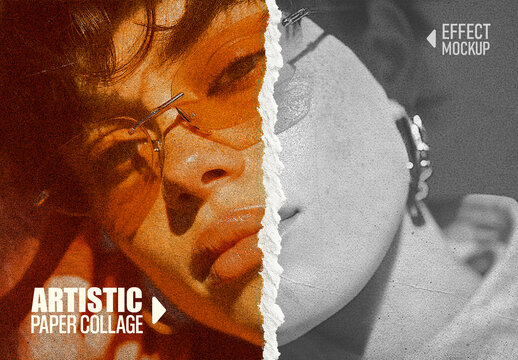 Artistic Paper Collage Effect Mockup
