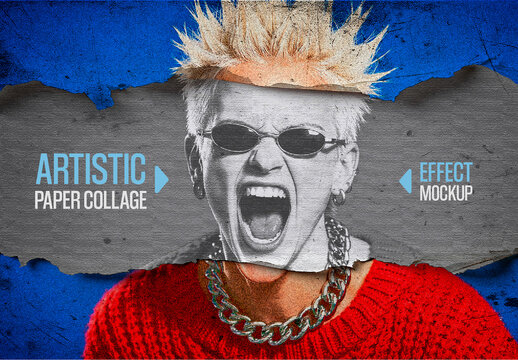 Artistic Paper Collage Effect Mockup