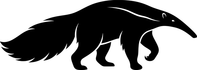 Fototapeta premium Anteater silhouette, cartoon anteater illustration, tropical animal vector, South American mammal drawing, wildlife design, nature artwork, stylized creature character