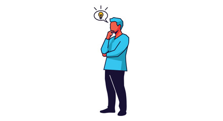 Fototapeta premium A man in thought with a lightbulb appearing above his head