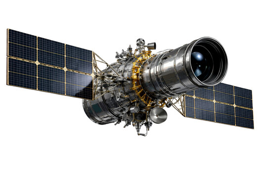 spy satelite isolated with solar panels - ai generated