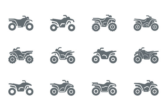 set of atv icons, all terrain vehicle, offroad vehicles
